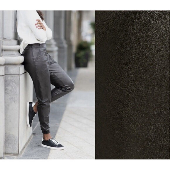 Spanx Faux Leather High Waist Jogger Pants Black‎ Size X-Small Edgy Date Sexy - Picture 1 of 13